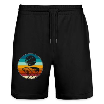 Basketball Basketballer - Stanley/Stella Unisex Bio Joggingshorts Trainer  - Schwarz - Vorne - Nik (191cm) & Marisol (170cm)