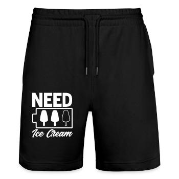 Eiscreme Liebhaber Brauchen Eiscreme - Stanley/Stella Unisex Bio Joggingshorts Trainer  - Schwarz - Vorne - Nik (191cm) & Marisol (170cm)