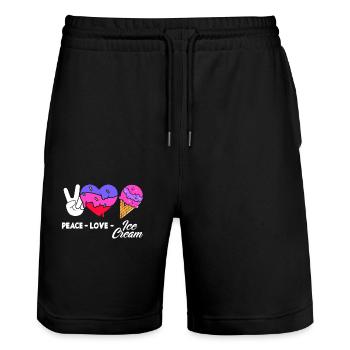 Peace Love Cream Fan Cream - Short de jogging bio TRAINER Stanley/Stella unisexe - noir - Devant - Nik (191cm) & Marisol (170cm)