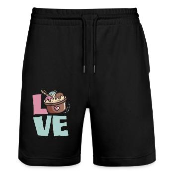 L’amour de la crème glacée pour les amateurs de crème glacée - Short de jogging bio TRAINER Stanley/Stella unisexe - noir - Devant - Nik (191cm) & Marisol (170cm)