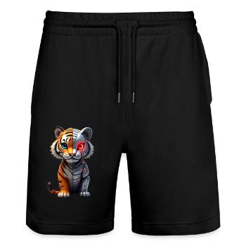 Drôle Robot Art Tigre Cyborg Animal AI Tigre - Short de jogging bio TRAINER Stanley/Stella unisexe - noir - Devant - Nik (191cm) & Marisol (170cm)