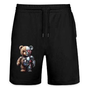 Robot Drôle Tech Ours En Peluche Cyborg Animal Ours - Short de jogging bio TRAINER Stanley/Stella unisexe - noir - Devant - Nik (191cm) & Marisol (170cm)