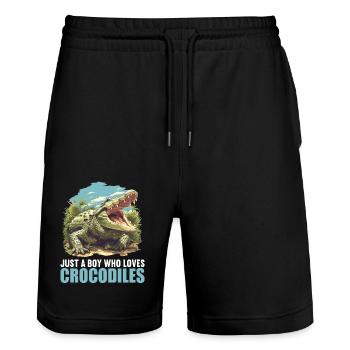 Crocodiles Crocodile - Short de jogging bio TRAINER Stanley/Stella unisexe - noir - Devant - Nik (191cm) & Marisol (170cm)