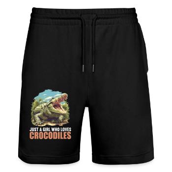 Crocodiles Crocodile - Short de jogging bio TRAINER Stanley/Stella unisexe - noir - Devant - Nik (191cm) & Marisol (170cm)