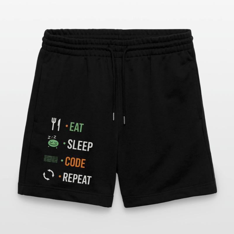 Manger, dormir, coder, répéter. Short de jogging bio TRAINER Stanley/Stella unisexe