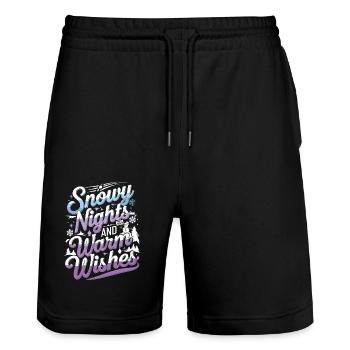Snowy Nights and Warm Wishes für alle die Schnee - Stanley/Stella Unisex Bio Joggingshorts Trainer  - Schwarz - Vorne - Nik (191cm) & Marisol (170cm)