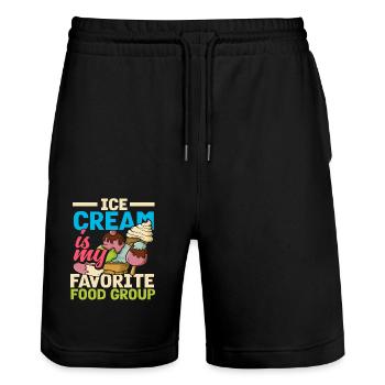 La crème glacée est ma saveur préférée - Short de jogging bio TRAINER Stanley/Stella unisexe - noir - Devant - Nik (191cm) & Marisol (170cm)