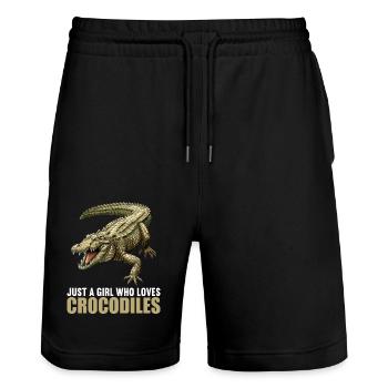 Crocodiles Crocodile - Short de jogging bio TRAINER Stanley/Stella unisexe - noir - Devant - Nik (191cm) & Marisol (170cm)