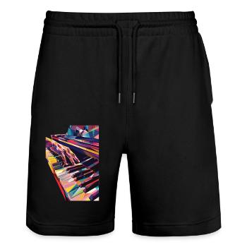 Piano - Short de jogging bio TRAINER Stanley/Stella unisexe - noir - Devant - Nik (191cm) & Marisol (170cm)
