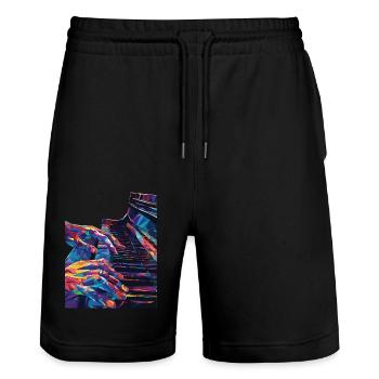 Piano - Short de jogging bio TRAINER Stanley/Stella unisexe - noir - Devant - Nik (191cm) & Marisol (170cm)