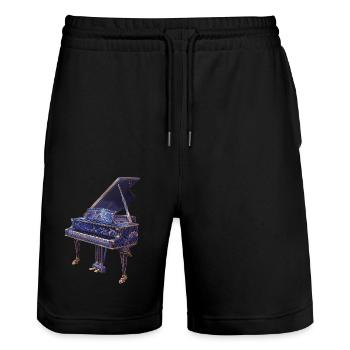 Piano - Short de jogging bio TRAINER Stanley/Stella unisexe - noir - Devant - Nik (191cm) & Marisol (170cm)