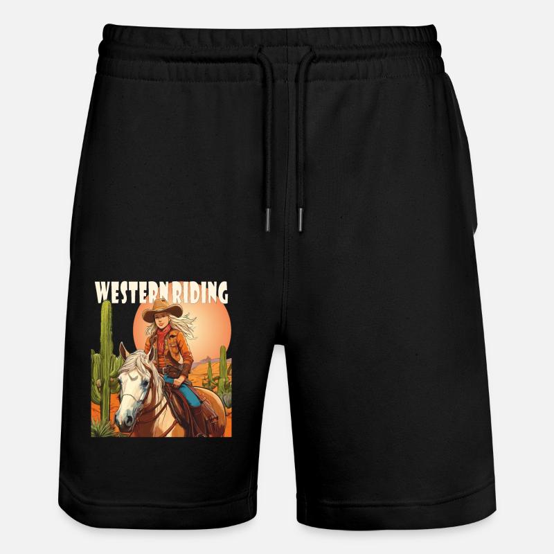 FEMME CHEVAUCHANT WESTERN RIDING - Short de jogging bio TRAINER Stanley/Stella unisexe - noir