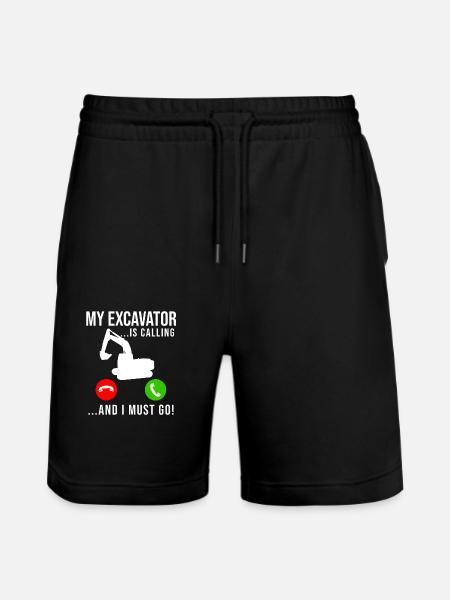 Excavator Construction Worker - Stanley/Stella Trainer Unisex Organic Jogging Shorts - black