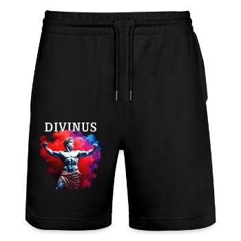 DIVINUS - Stanley/Stella Trainer Unisex Organic Jogging Shorts - black - Front - Nik (191cm) & Marisol (170cm)