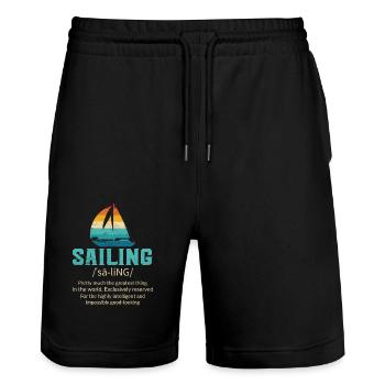 Voilier marin - Short de jogging bio TRAINER Stanley/Stella unisexe - noir - Devant - Nik (191cm) & Marisol (170cm)