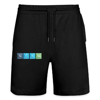 Techno Liebhaber Periodensystem Chemie - Stanley/Stella Unisex Bio Joggingshorts Trainer  - Schwarz - Vorne - Nik (191cm) & Marisol (170cm)