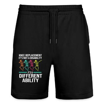 Knie Operation - Stanley/Stella Unisex Bio Joggingshorts Trainer  - Schwarz - Vorne - Nik (191cm) & Marisol (170cm)