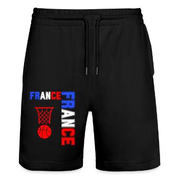 drapeau france cadeau, cadeau france drapeau - Short de jogging bio TRAINER Stanley/Stella unisexe - noir - Devant - Nik (191cm) & Marisol (170cm)
