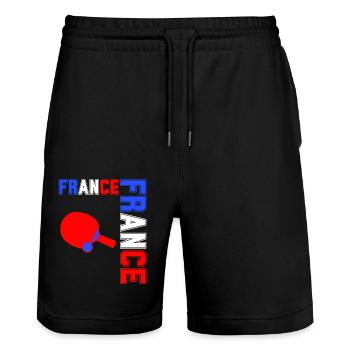 drapeau france cadeau, cadeau france drapeau - Short de jogging bio TRAINER Stanley/Stella unisexe - noir - Devant - Nik (191cm) & Marisol (170cm)