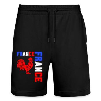 drapeau france cadeau, cadeau france drapeau - Short de jogging bio TRAINER Stanley/Stella unisexe - noir - Devant - Nik (191cm) & Marisol (170cm)