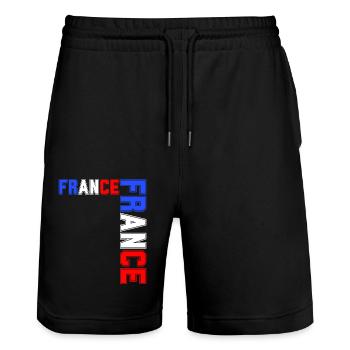 drapeau france cadeau, cadeau france drapeau - Short de jogging bio TRAINER Stanley/Stella unisexe - noir - Devant - Nik (191cm) & Marisol (170cm)