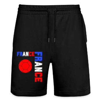 drapeau france cadeau, cadeau france drapeau - Short de jogging bio TRAINER Stanley/Stella unisexe - noir - Devant - Nik (191cm) & Marisol (170cm)