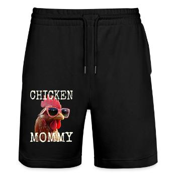 Poulet Maman Poulet Maman Femme du fermier Poules Fête des mères - Short de jogging bio TRAINER Stanley/Stella unisexe - noir - Devant - Nik (191cm) & Marisol (170cm)