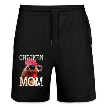 Poulet Maman Poulet Maman Femme du fermier Poules Fête des mères - Short de jogging bio TRAINER Stanley/Stella unisexe - noir - Devant - Nik (191cm) & Marisol (170cm)