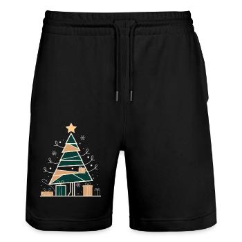Noël minimaliste – Sapin de Noël en géométrie - Short de jogging bio TRAINER Stanley/Stella unisexe - noir - Devant - Nik (191cm) & Marisol (170cm)