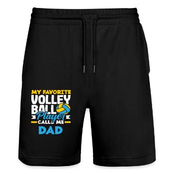 Mein Lieblings Volleyballspieler Nennt Mich Papa - Stanley/Stella Unisex Bio Joggingshorts Trainer  - Schwarz - Vorne - Nik (191cm) & Marisol (170cm)
