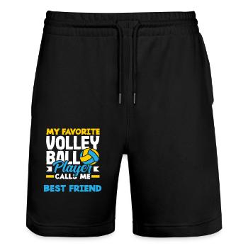 Mein Lieblings-Volleyballspieler Bester Freund - Stanley/Stella Unisex Bio Joggingshorts Trainer  - Schwarz - Vorne - Nik (191cm) & Marisol (170cm)
