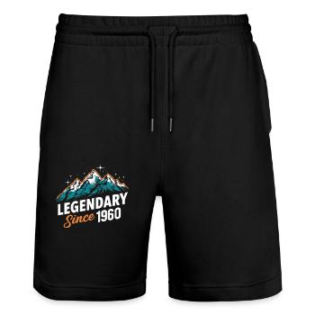 Legendary Since 1960 Hiker's Birthday Mountain Hiking - Stanley/Stella Trainer Unisex Organic Jogging Shorts - black - Front - Nik (191cm) & Marisol (170cm)