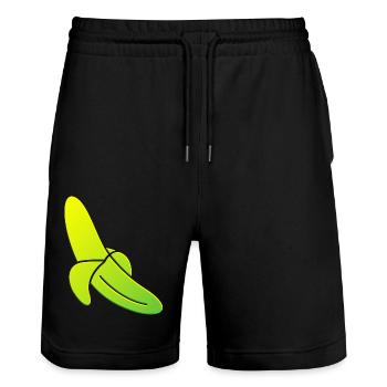 Yellow Banana Gift - Stanley/Stella Trainer Unisex Organic Jogging Shorts - black - Front - Nik (191cm) & Marisol (170cm)