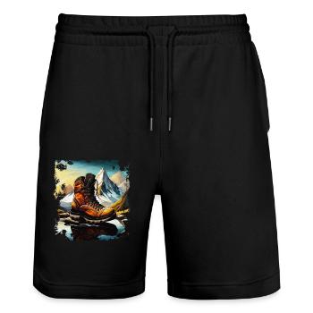 HIKING BOOT - Stanley/Stella Trainer Unisex Organic Jogging Shorts - black - Front - Nik (191cm) & Marisol (170cm)