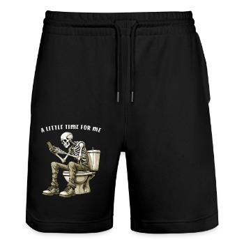SKELETON TOILET A LITTLE TIME FOR ME - Stanley/Stella Trainer Unisex Organic Jogging Shorts - black - Front - Nik (191cm) & Marisol (170cm)