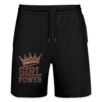 girl power - femme fort et courageuse - Short de jogging bio TRAINER Stanley/Stella unisexe - noir - Devant - Nik (191cm) & Marisol (170cm)