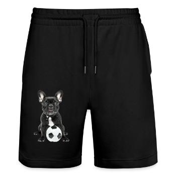 Bouledogue français - Short de jogging bio TRAINER Stanley/Stella unisexe - noir - Devant - Nik (191cm) & Marisol (170cm)