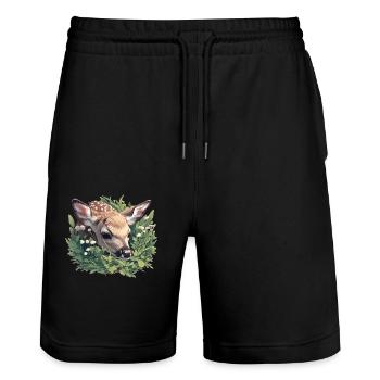 Cerf Cerf - Short de jogging bio TRAINER Stanley/Stella unisexe - noir - Devant - Nik (191cm) & Marisol (170cm)