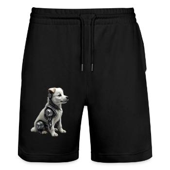 Lustiger Roboter Hund Cyborg Tier AI Dog Robot - Stanley/Stella Unisex Bio Joggingshorts Trainer  - Schwarz - Vorne - Nik (191cm) & Marisol (170cm)