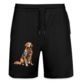 Lustiger Roboter Hund Cyborg Tier AI Dog Robot - Stanley/Stella Unisex Bio Joggingshorts Trainer  - Schwarz - Vorne - Nik (191cm) & Marisol (170cm)