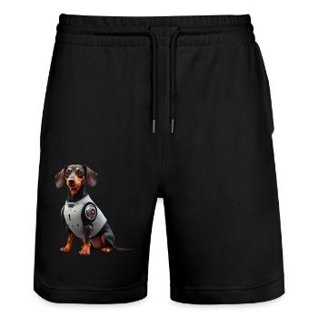 Lustiger Roboter Hund Cyborg Tier AI Dog Robot - Stanley/Stella Unisex Bio Joggingshorts Trainer  - Schwarz - Vorne - Nik (191cm) & Marisol (170cm)