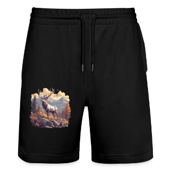 Cerf Cerf - Short de jogging bio TRAINER Stanley/Stella unisexe - noir - Devant - Nik (191cm) & Marisol (170cm)