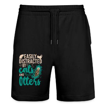 Otter Cat Easily Distracted By - Stanley/Stella Unisex Bio Joggingshorts Trainer  - Schwarz - Vorne - Nik (191cm) & Marisol (170cm)