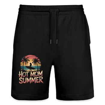 Hot Mom Sommer - Surfen - Stanley/Stella Unisex Bio Joggingshorts Trainer  - Schwarz - Vorne - Nik (191cm) & Marisol (170cm)
