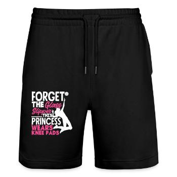 This princess plays volleyball - Stanley/Stella Trainer Unisex Organic Jogging Shorts - black - Front - Nik (191cm) & Marisol (170cm)