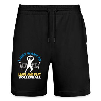 Just play volleyball - Stanley/Stella Trainer Unisex Organic Jogging Shorts - black - Front - Nik (191cm) & Marisol (170cm)