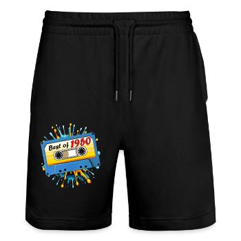 1950 MUSIC CASSETTE BEST OF - Stanley/Stella Trainer Unisex Organic Jogging Shorts - black - Front - Nik (191cm) & Marisol (170cm)