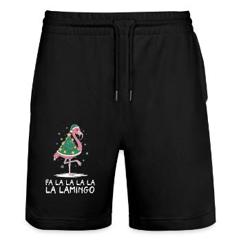 Fa La La Lamingo Drôle de Noël Flamingo - Short de jogging bio TRAINER Stanley/Stella unisexe - noir - Devant - Nik (191cm) & Marisol (170cm)