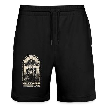 Vintage Motorcycle Bikers Motorbike Birthday 2011 - Stanley/Stella Trainer Unisex Organic Jogging Shorts - black - Front - Nik (191cm) & Marisol (170cm)