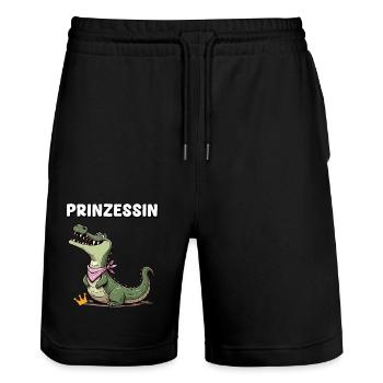 Karneval Krokodil Prinzessin Köln Alaaf Fressen - Stanley/Stella Unisex Bio Joggingshorts Trainer  - Schwarz - Vorne - Nik (191cm) & Marisol (170cm)